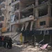 Lebanese security officers gather at the site where an Israeli airstrike hit a building in Dahiyeh, Beirut’s southern suburb, Lebanon, Sunday, June 7, 2026. (AP Photo/Hassan Ammar)