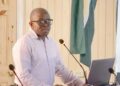 Engineer Patrice Jacobs on Monday presenting his automated koker proposal to the Mayor and City Council of Georgetown (Guyana Chronicle photo)