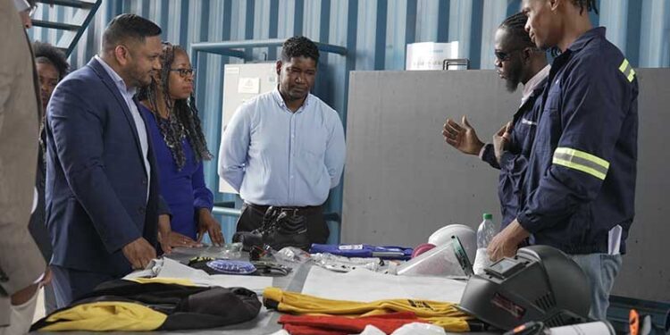 Guyanese welders and technicians, on Tuesday, celebrated historic milestone after completing the country’s first locally fabricated high-pressure process pipes for the Liza Unity FPSO, meeting international quality and safety standards with zero defects and no repairs (Guyana Chronicle photo)