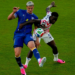 United States' Folarin Balogun (R) fouls Bosnia and Herzegovina's Tarik Muharemovic during the World Cup round of 32 soccer match between the United States and Bosnia in Santa Clara, California, US, July 1, 2026. /VCG