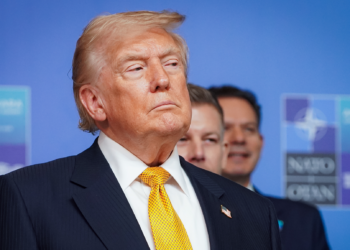 US President Donald Trump poses for a group photo prior to the North Atlantic Council meeting held as part of the 36th NATO Heads of State and Government Summit at the Presidential Complex in Ankara, Türkiye, on July 8, 2026. /VCG