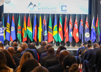 Chairman of CARICOM, The Hon. Philip J. Pierre, Prime Minister of Saint Lucia addressing the Opening Ceremony of the 51st Regular Meeting of the Conference of Heads of Government of the Caribbean Community at Sandals Grande Saint Lucia, Sunday 5 July.