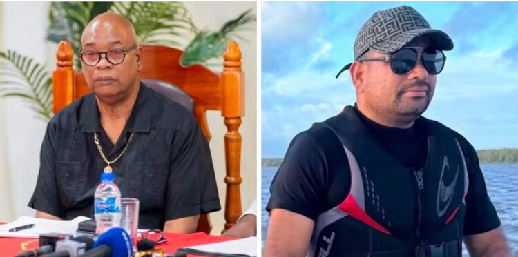 L-R Public Works Minister Juan Edghill, Leader of the Opposition Azruddin Mohamed