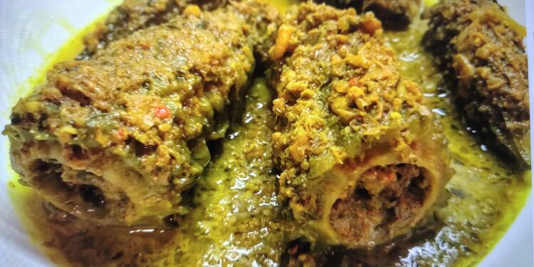 kaloungy/stuff Karela with shrimp