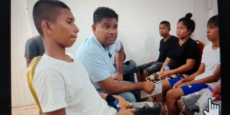 Screengrab: Opposition Leader Azruddin Mohamed meets with survivors of the MV Barima tragedy and families of the victims in Port Kaituma on Saturday, July 25, 2026.