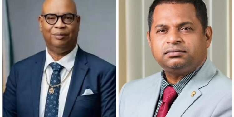 L-R- Ministers Juan Edghill, Deodat Indar