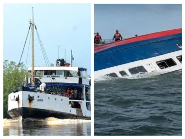 MV Barima (Left the 87-year-old vessel, and the capsized vessel) Vessel capsized July 18, 2026