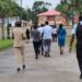 Police officers first entered the property, arriving by Guyana Police Force river patrol boat through Mohamed’s wharf from the Demerara River. After gaining access, they opened the entry gates from inside the property to facilitate the arrival of the remaining officers. (Team Mohamed's photo)
