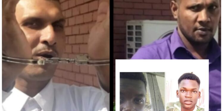 Anil "Dan Pole" Sancharra and Vinod "Magga" Gopaul, inset Joel Henry and Isaiah Henry