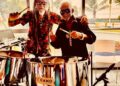 L-R Band arranger Ras Camo and Roy Geddes leader and owner Silver Tones Steel Orchestra ( Ras Camo’s photo)