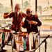 L-R Band arranger Ras Camo and Roy Geddes leader and owner Silver Tones Steel Orchestra ( Ras Camo’s photo)
