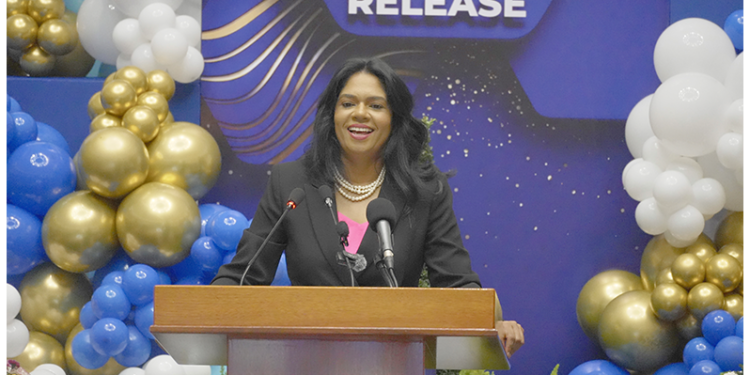 Minister of Education, Sonia Parag, addresses Friday's 2026 National Grade Six Assessment (NGSA) results announcement (Guyana Chronilce/ Sachin Persaud photo)