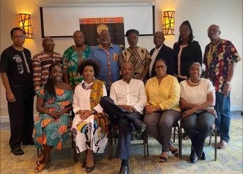 The CARICOM Reparations Commission - Seated (L-R): Dr Niambi Hall Campbell Dean, The Bahamas; Professor Verene Shepherd, Vice Chair, Research; Professor Sir Hilary Beckles, CRC Chairman, The UWI; Dr Hilary Brown, CARICOM Secretariat; Ms Laleta Davis Mattis, Jamaica. Standing (L-R): Ambassador David Comissiong, Barbados; The Hon. Trevor Prescod, Barbados; Ambassador Arley Gill, Grenada; Mr Dorbrene O’Marde, Antigua and Barbuda; Mr Earl Bousquet, Saint Lucia; Mr Eric Phillips, Guyana; Ms Carla Astaphan, St. Kitts and Nevis and Dr Damien Dublin, Dominica