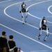 Robots of Tiangong compete during the 4x100m Relay of the 2nd World Humanoid Robot Games in Beijing, capital of China, Aug. 25, 2026. (Xinhua/Zhang Chenlin)