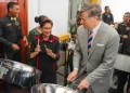 Prime Minister Kamla Persad-Bissessar and United States Deputy Secretary of State Christopher Landau