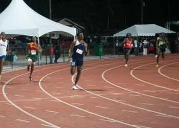 Athletes competing at the Bayroc National Stadium in Linden, Region Ten