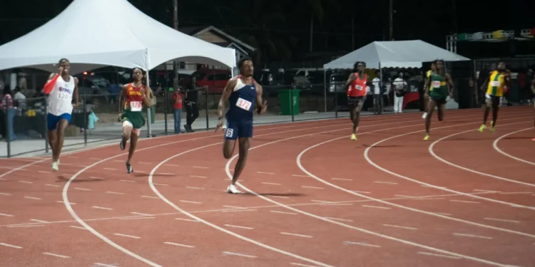 Athletes competing at the Bayroc National Stadium in Linden, Region Ten
