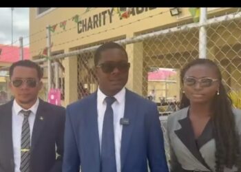 Attorneys representing T&HD workers charged for murder in the MV Barima Tragedy. At center is Attorney-at-law Eden Corbin (screen grab)