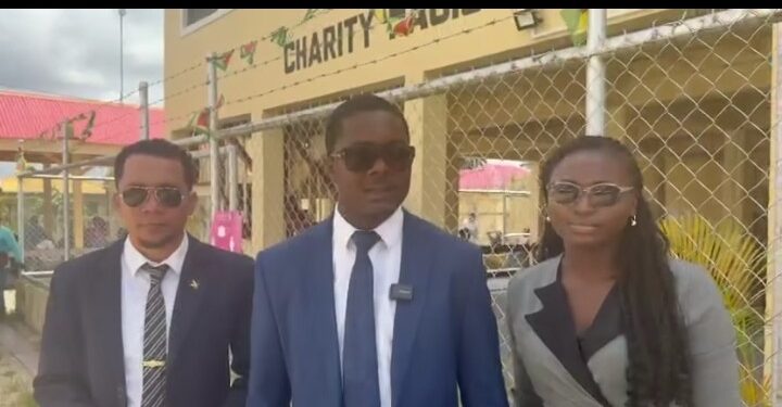 Attorneys representing T&HD workers charged for murder in the MV Barima Tragedy. At center is Attorney-at-law Eden Corbin (screen grab)