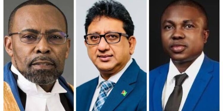 L-R CCJ President Winston Anderson, Attorney General Anil Nandlall, WIN Member and Region 10 Vice Chairman Mark Goring
