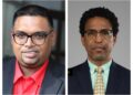 L-R President Irfaan Ali, Dr. Terrence Campbell MP (APNU)