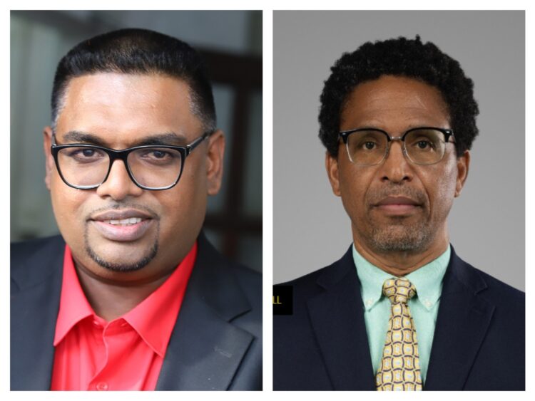 L-R President Irfaan Ali, Dr. Terrence Campbell MP (APNU)