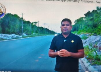 Opposition Leader Azruddin Mohamed on the Linden/Soesdyke Highway (screen grab)
