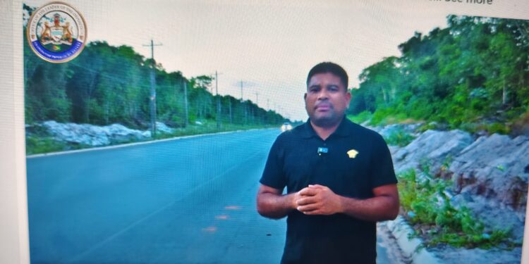 Opposition Leader Azruddin Mohamed on the Linden/Soesdyke Highway (screen grab)