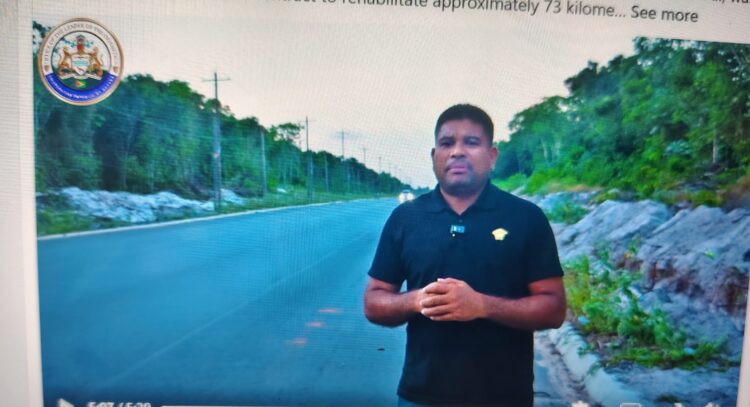 Opposition Leader Azruddin Mohamed on the Linden/Soesdyke Highway (screen grab)