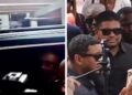 (Screengrab)- L-R Gov't officials leaving in their cars, Opposition Leader Azruddin Mohamed speaking to the people- Joint Opposition Protest in Region 10, August 4, 2026