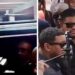 (Screengrab)- L-R Gov't officials leaving in their cars, Opposition Leader Azruddin Mohamed speaking to the people- Joint Opposition Protest in Region 10, August 4, 2026