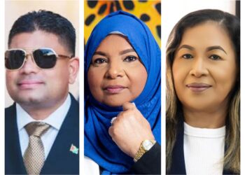 L-R Leader of WIN and Leader of the Opposition Azruddin Mohamed, Natasha Singh and Dawn Hastings-Williams