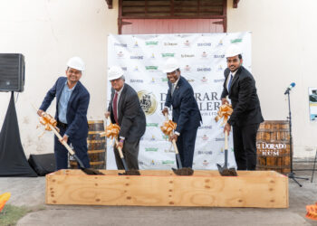 Sod Turning From Left Vasudeo Singh Deputy Chief Executive Officer DDL - Komal Samaroo Executive Chairman DDL - Hon Terrence Drew Prime Minister of St Kitts and Nevis - Parvash Shiwprashad Operations
