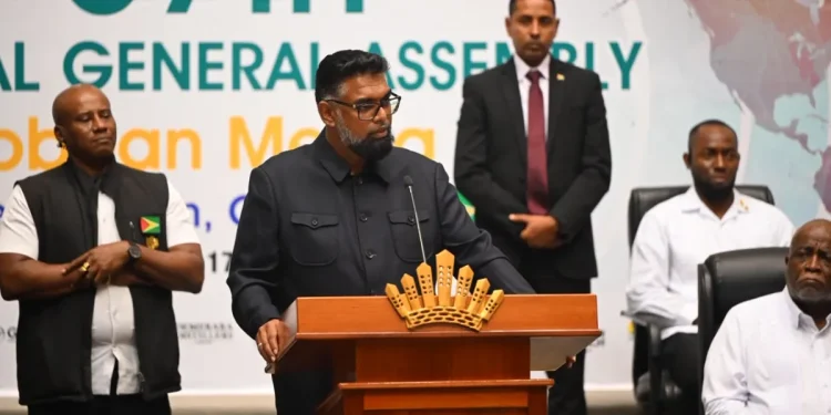 President Dr Mohamed Irfaan Ali addressing the formal opening of the 57th Caribbean Broadcasting Union (CBU) Annual General Assembly