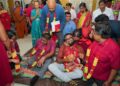 President Irfaan Ali (centre) at a relgious function