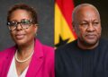 People's National Party (PNP) Chair Dr. Angela Burke and the President of Ghana, John Dramani Mahama