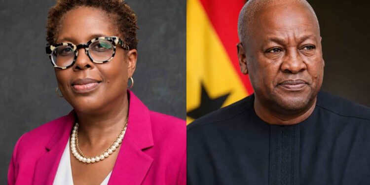 People's National Party (PNP) Chair Dr. Angela Burke and the President of Ghana, John Dramani Mahama