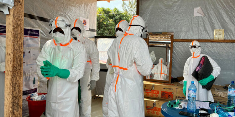 Ebola Treatment Centre at the Centre Médical Évangélique in Bunia, the first Ebola treatment centre to be built in Bunia. Constructed by WHO and run by ALIMA.