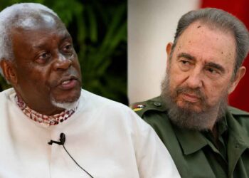 Former Jamaican Prtime Minister PJ Patterson and former Cuban President Fidel Castro Ruz
