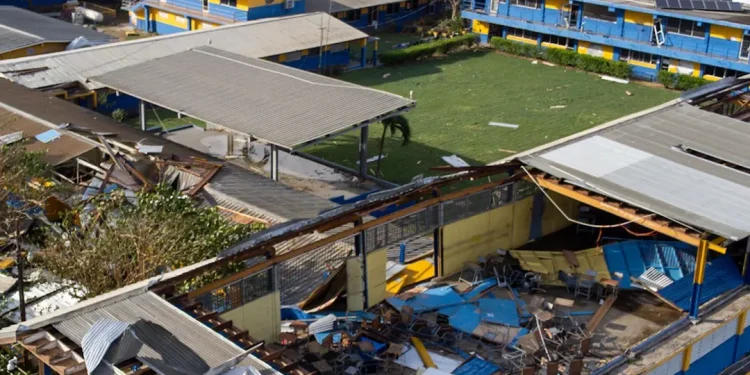 St. Elizabeth Technical High School (STETHS) in Santa Cruz, St. Elizabeth, suffered extensive structural damage following the passage of the powerful Category 5 Hurricane Melissa.