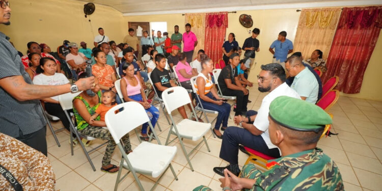 President Irfaan Ali during a personal meeting with families of victims from MV Barima tragedy