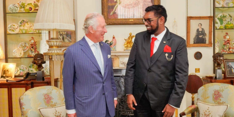 His Majesty King Charles III and President Dr. Mohamed Irfaan Ali