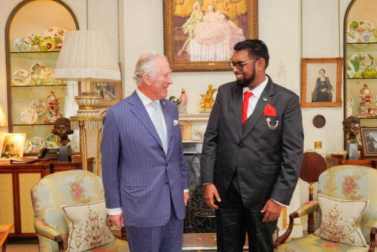 His Majesty King Charles III and President Dr. Mohamed Irfaan Ali
