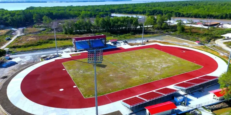Photos of the soon-to-be-commissioned Synthetic Track at New Amsterdam Berbice