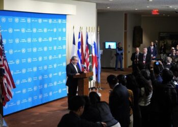 Iranian Foreign Minister Seyed Abbas Araghchi speaks at a press encounter at the UN headquarters in New York, Sept. 25, 2026. (Xinhua/Wu Xiaoling)
