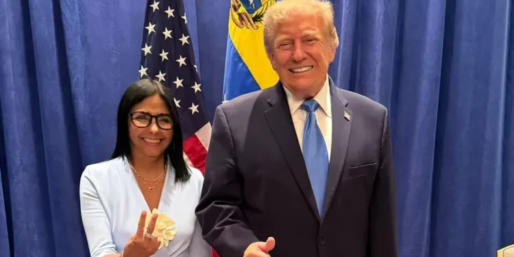 Delcy Rodríguez was pictured alongside the US president on the sidelines of the summit in New York