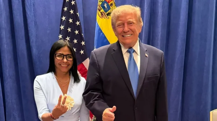 Delcy Rodríguez was pictured alongside the US president on the sidelines of the summit in New York