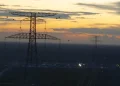 Electricity towers at the Wales Gas-To-Energy Plant