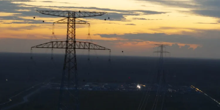 Electricity towers at the Wales Gas-To-Energy Plant