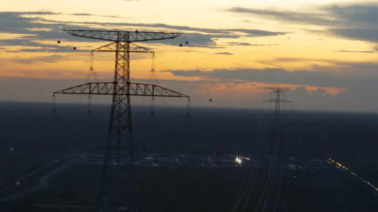Electricity towers at the Wales Gas-To-Energy Plant